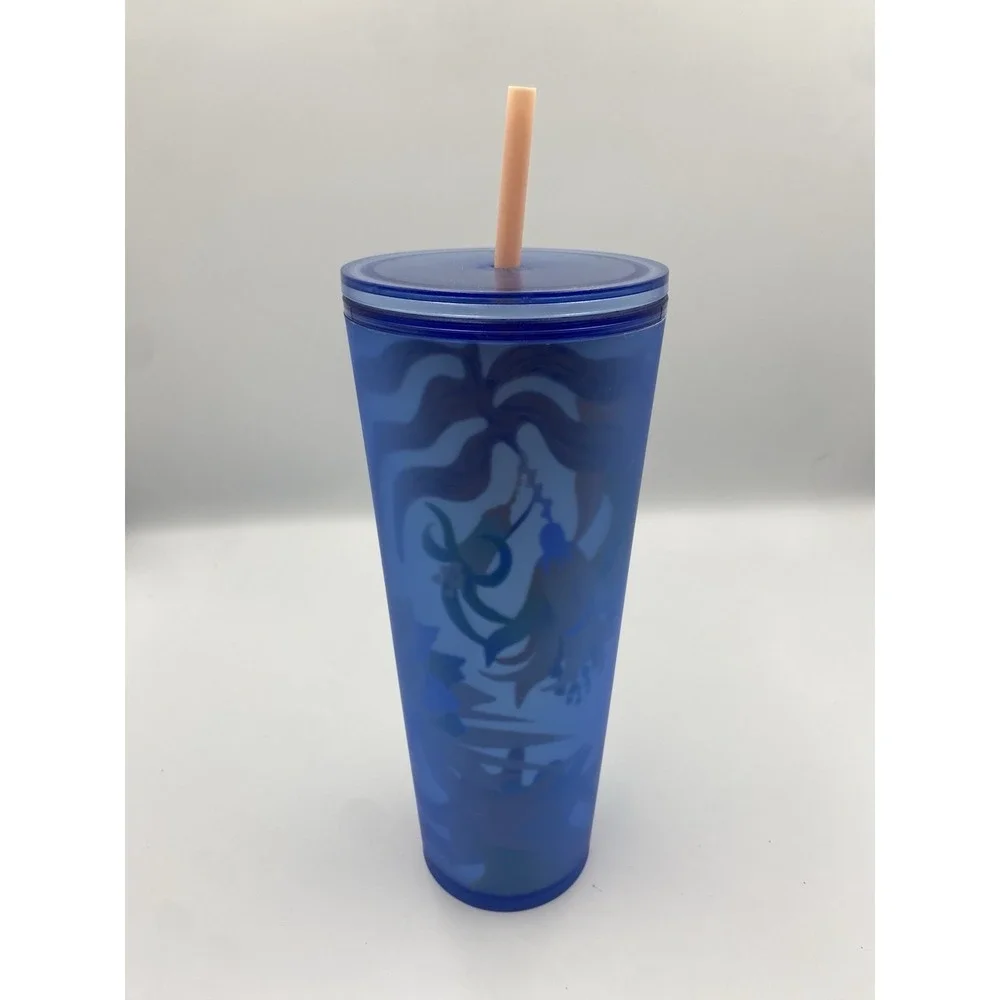 Starbucks View Through the Garden Blue Soft Touch Venti Tumbler, 24oz Very Nice!